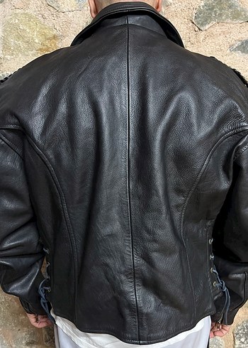 Deri Biker Ceket Vintage - Görsel 7