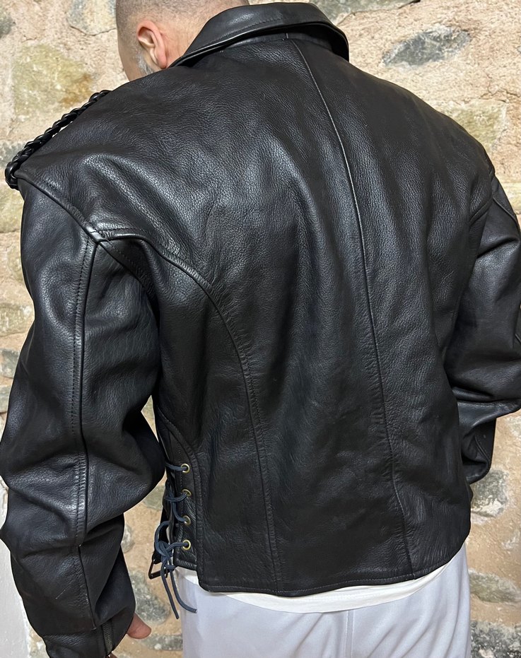 Deri Biker Ceket Vintage - Görsel 5