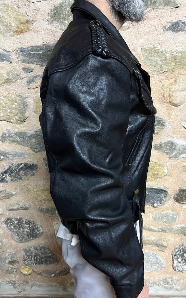 Deri Biker Ceket Vintage - Görsel 4