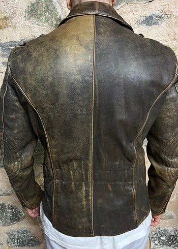 Deri Biker Ceket Vintage - Görsel 6