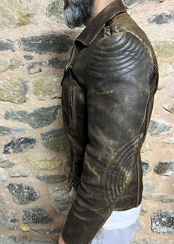 Deri Biker Ceket Vintage - Görsel 2