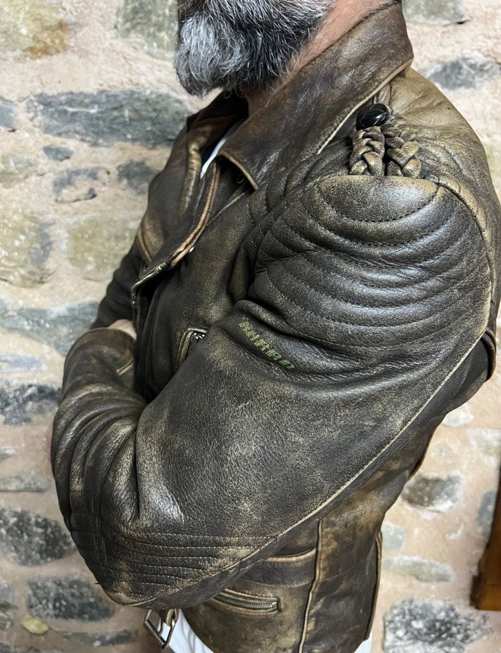 Deri Biker Ceket Vintage - Görsel 4