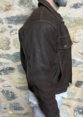 Deri  Ceket Trucker Vintage - Görsel 5