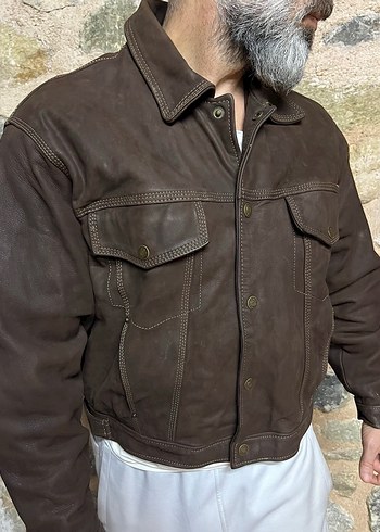 Deri  Ceket Trucker Vintage - Görsel 3
