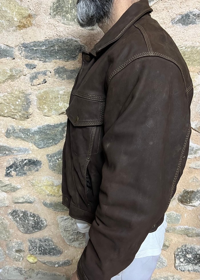 Deri  Ceket Trucker Vintage - Görsel 4