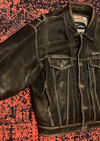 Düğmeli Erkek Deri Biker Ceket