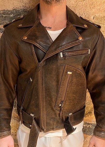 American Vintage Deri Biker Vintage Ceket