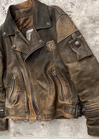 l/xl Beden Deri Ceket Biker Route 66