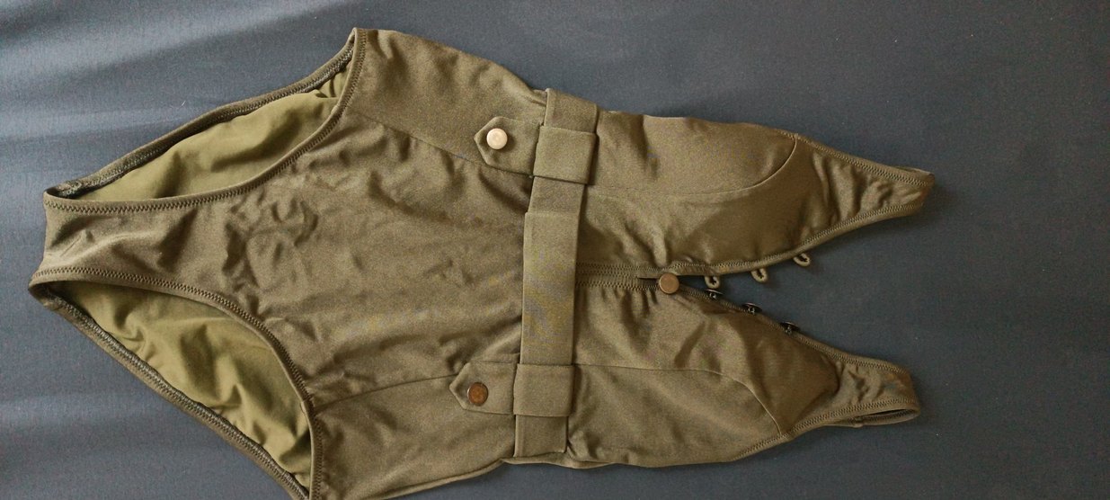 Haki Kamuflaj Desenli Kemerli Mini Mayo - Görsel 4