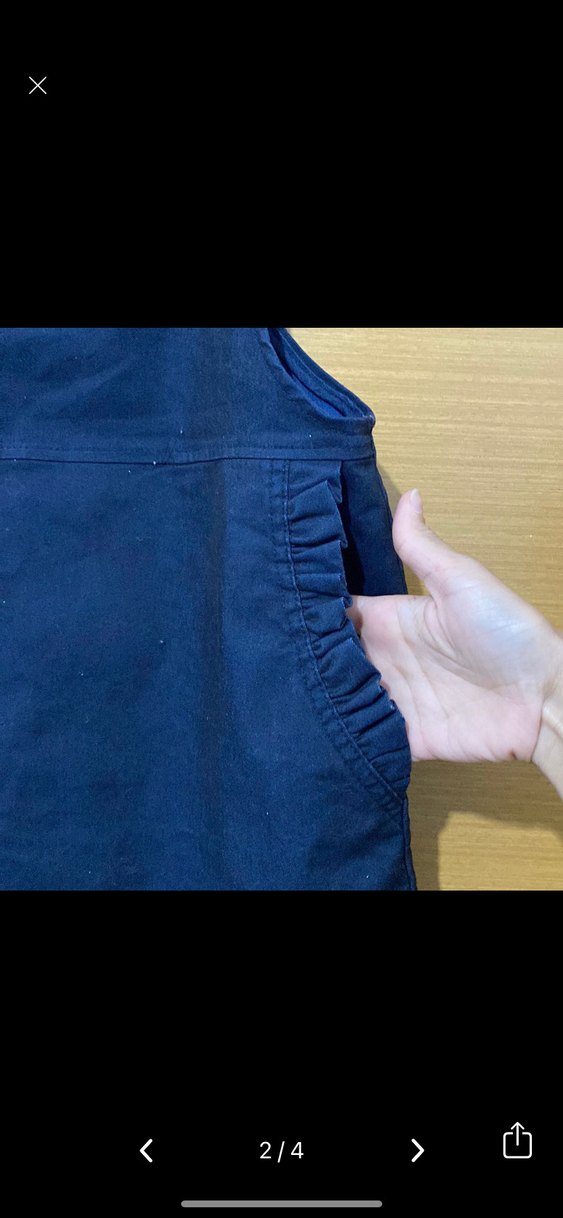 Kadın Siyah Kemerli Kısa Denim Salopet - Görsel 2