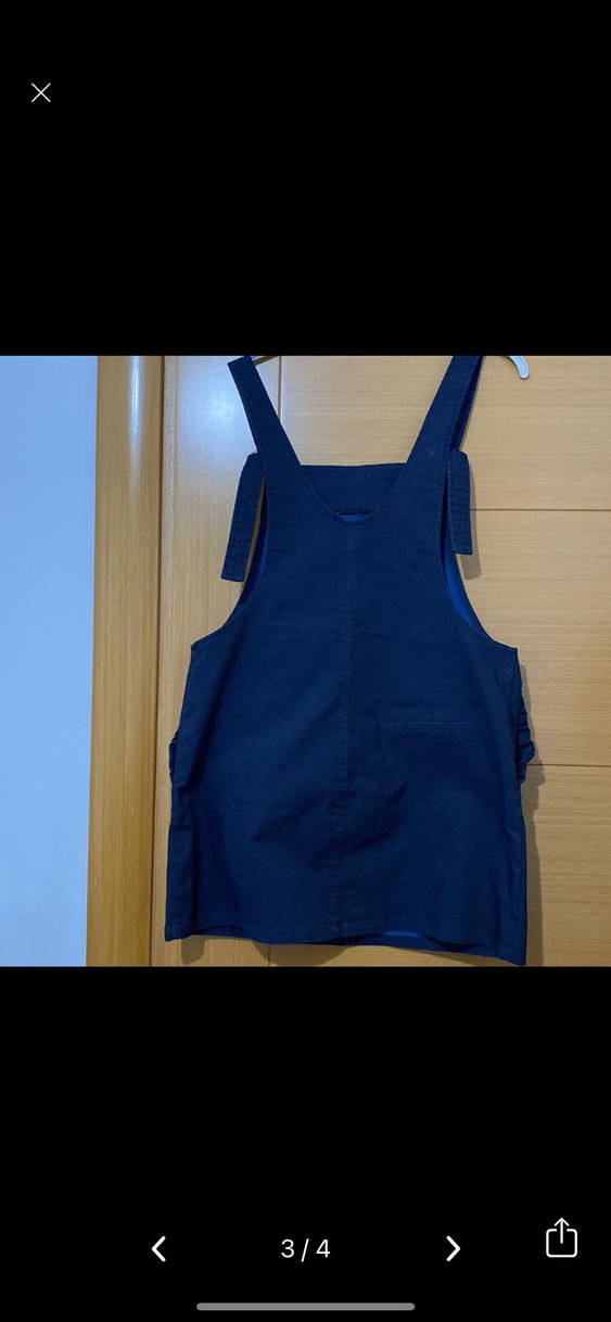 Kadın Siyah Kemerli Kısa Denim Salopet - Görsel 3