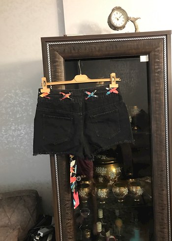 Bohem Çok Renkli Bağcıklı Kot Şort - Görsel 6