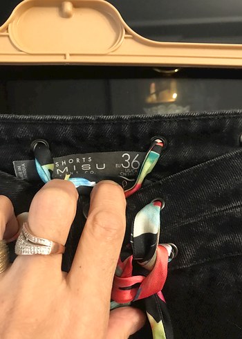 Bohem Çok Renkli Bağcıklı Kot Şort - Görsel 2