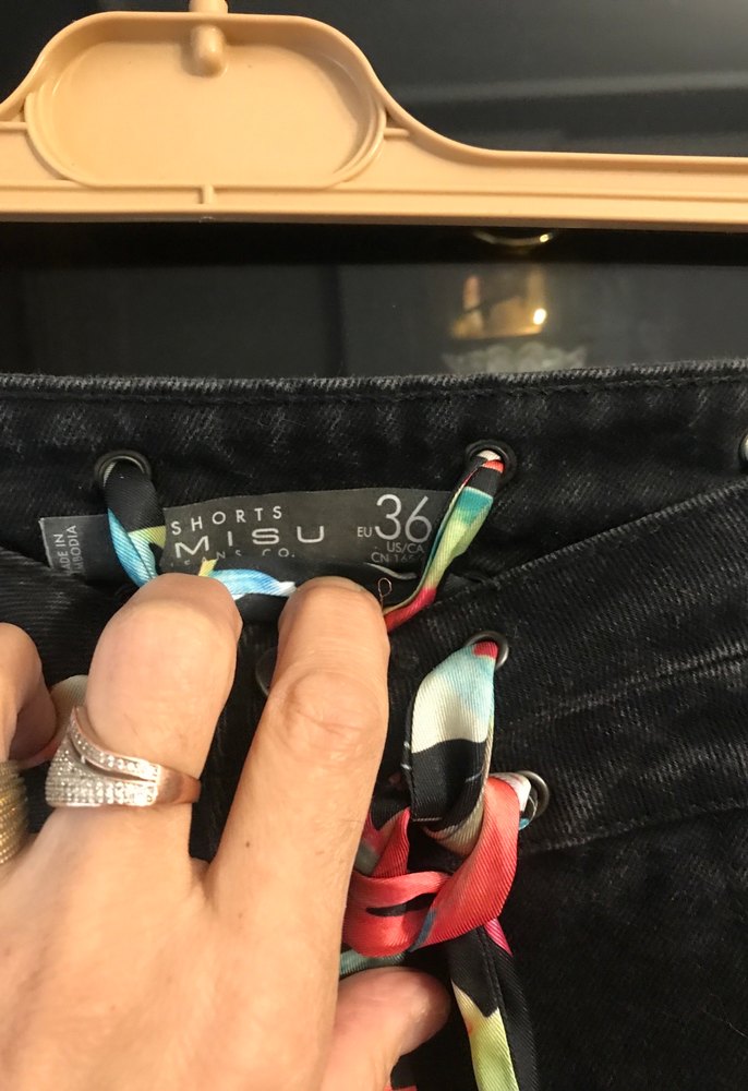 Bohem Çok Renkli Bağcıklı Kot Şort - Görsel 2