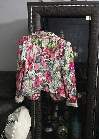 Çiçek Desenli Renkli Kadın Blazer Ceket - Görsel 4