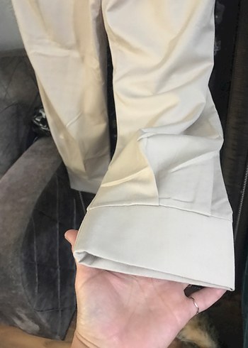 Bej Kadın Kemerli Kumaş Pantolon - Görsel 3