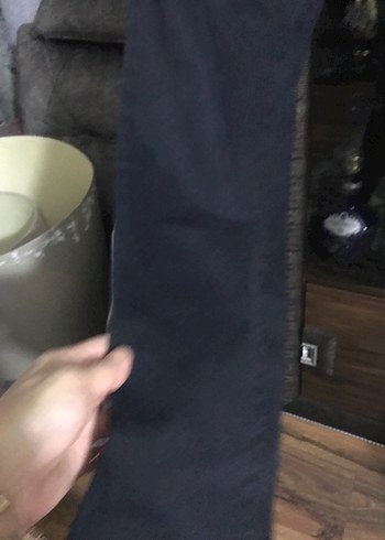 Siyah Kadın Kot Pantolon, Kemerli, Normal Boy - Görsel 2