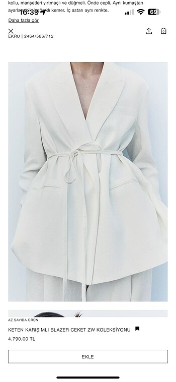 Zara Zara beyaz BLAZER