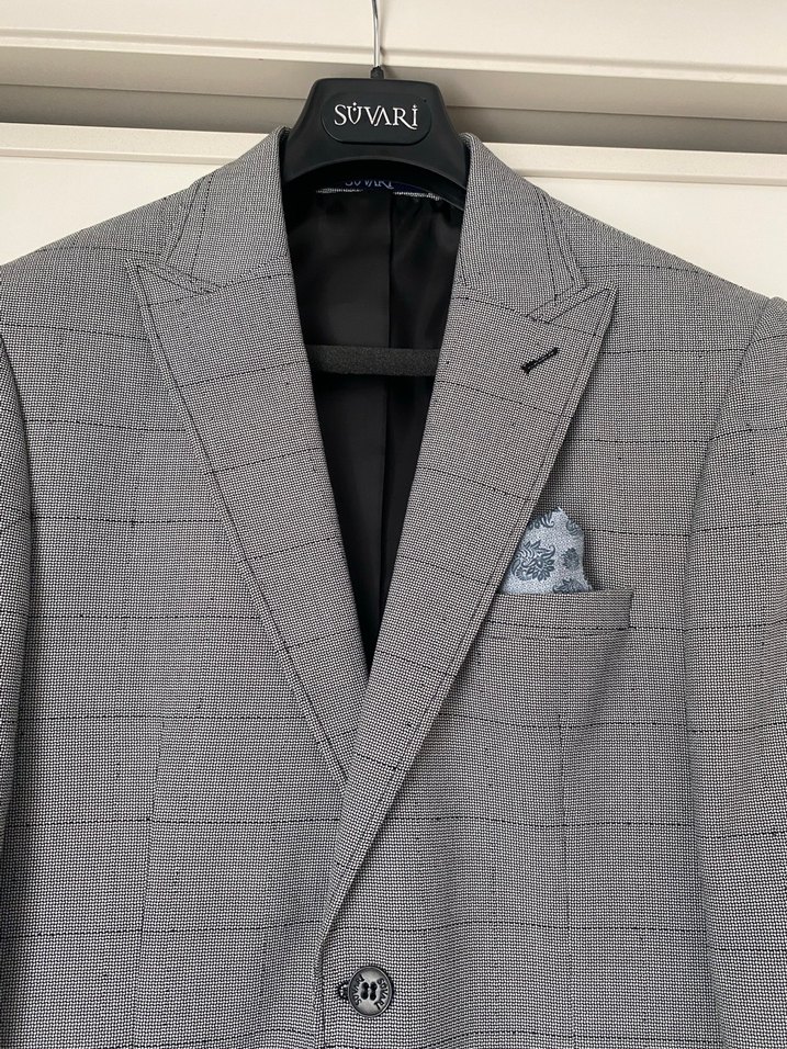 SÜVARİ MARKA Gri Erkek Yelekli Takım Elbise, Düğmeli - Görsel 5