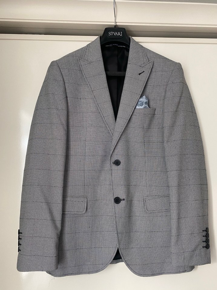 SÜVARİ MARKA Gri Erkek Yelekli Takım Elbise, Düğmeli - Görsel 4