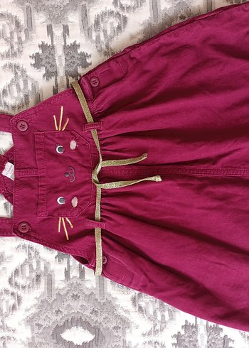 Bordo Nakışlı Kız Çocuk Askılı Elbise