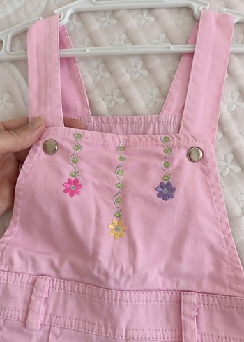24-36 Ay Beden Nakışlı Pembe Kız Elbisesi ve beyaz tulum.