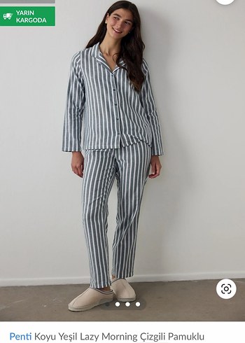 Penti Cizgili Pamuklu Uzun Pijama Takimi