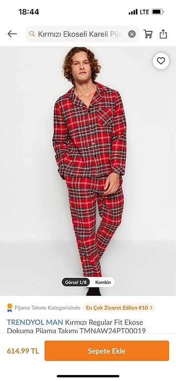 Kırmızı pijama takımı