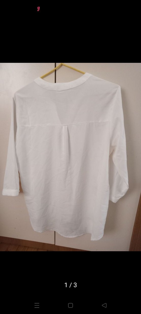 Beyaz V Yaka Düğmeli Gömlek - Görsel 3