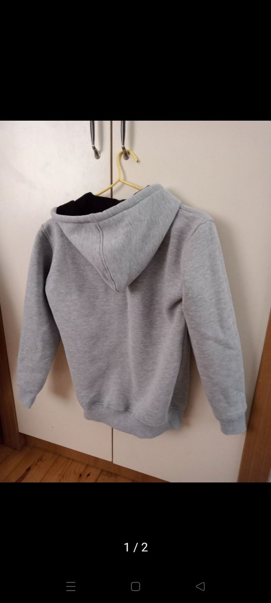 Gri Fermuarlı Kapüşonlu Sweatshirt - Görsel 2