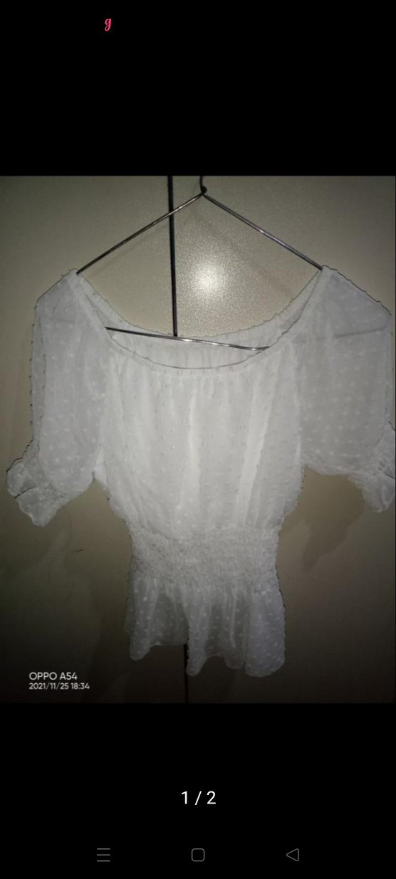 Beyaz Kısa Kollu Bohem Bluz - Görsel 2