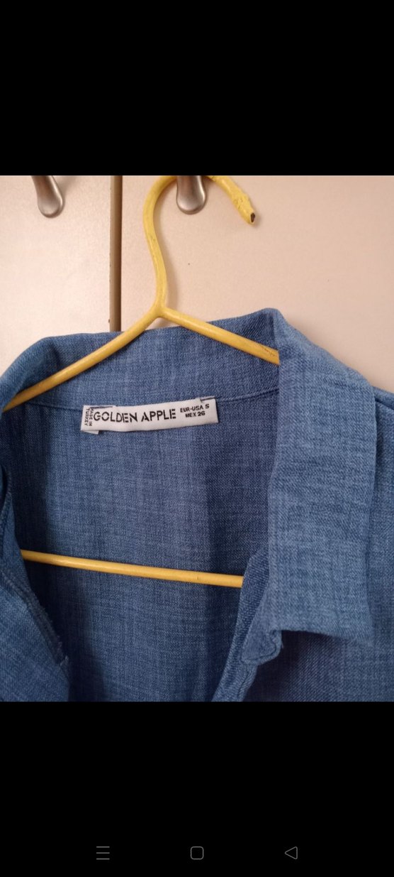 Kadın Mavi Keten Kısa Kollu bluz - Görsel 2