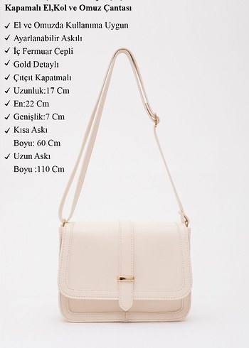 Bej Deri Kadın Çanta Tokalı Modern Klasik - Görsel 5