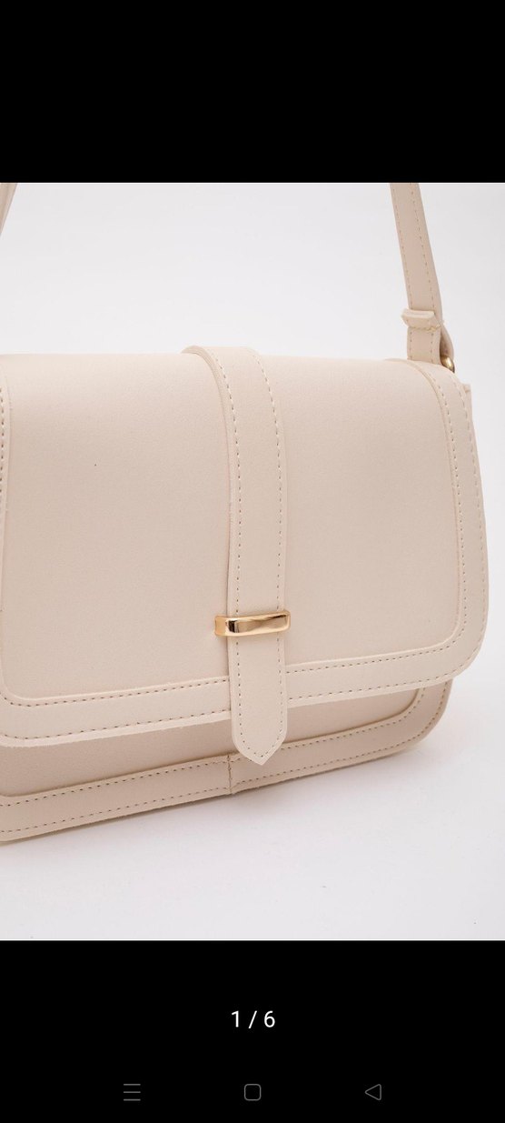 Bej Deri Kadın Çanta Tokalı Modern Klasik - Görsel 3