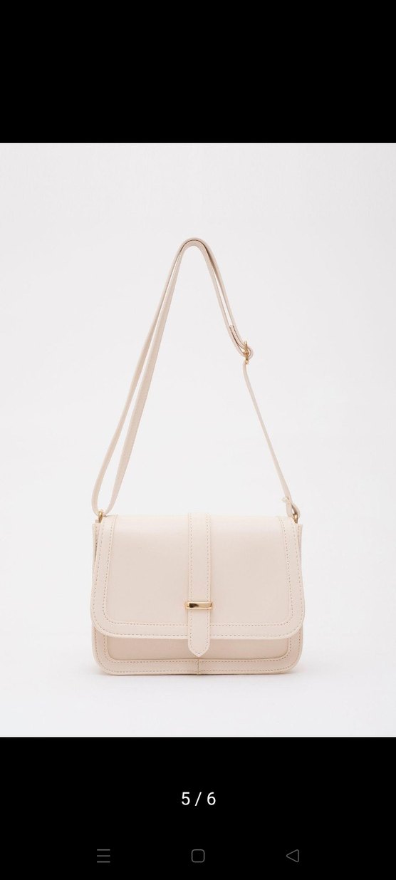 Bej Deri Kadın Çanta Tokalı Modern Klasik - Görsel 2