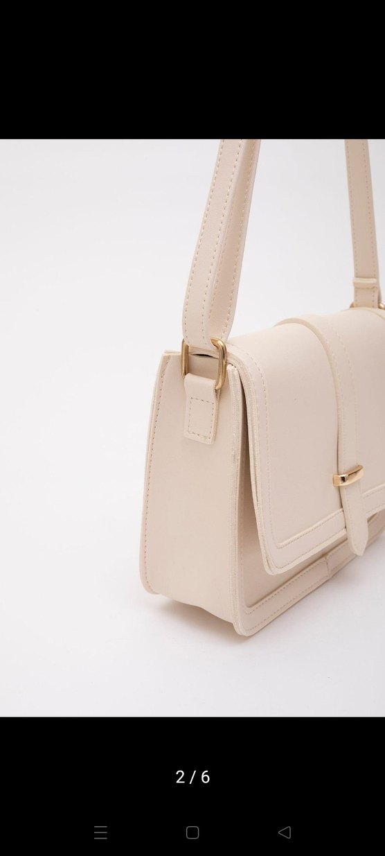 Bej Deri Kadın Çanta Tokalı Modern Klasik - Görsel 4