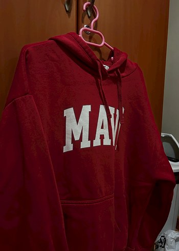 l Beden Kırmızı Kapüşonlu Kadın Sweatshirt