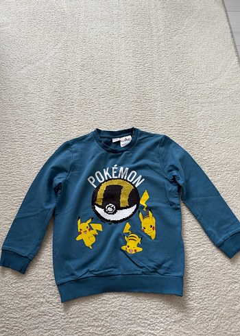 7 Yaş Beden Erkek Çocuk Renkli Pokémon Sweatshirt