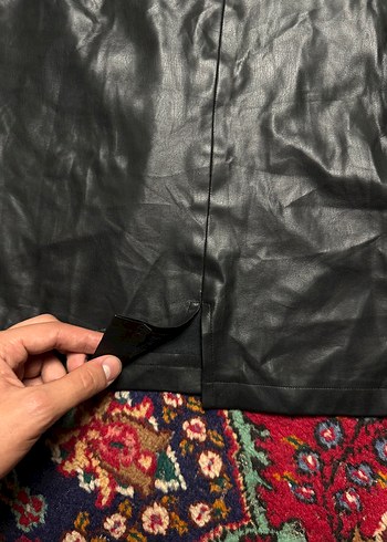 Siyah Deri Midi Mini Etek - Görsel 4