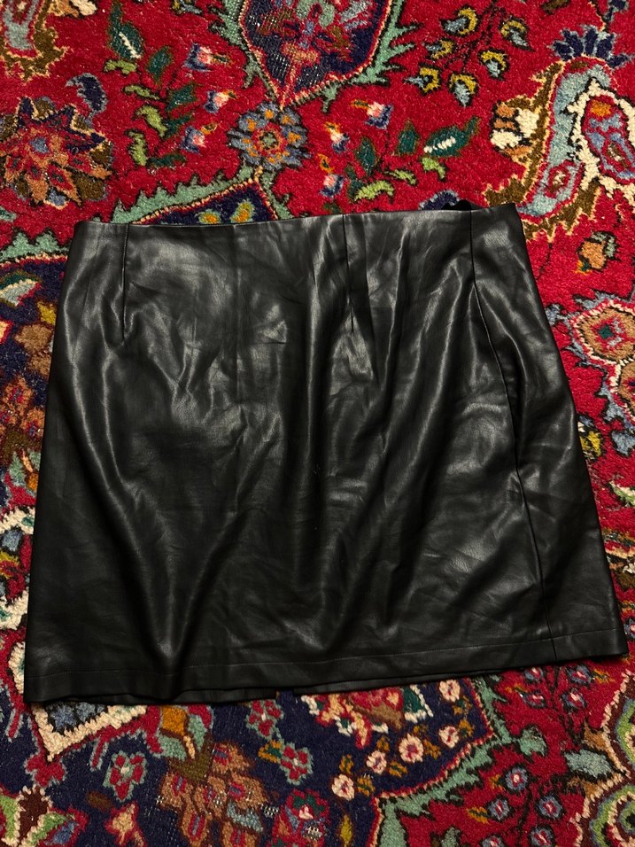 Siyah Deri Midi Mini Etek - Görsel 5
