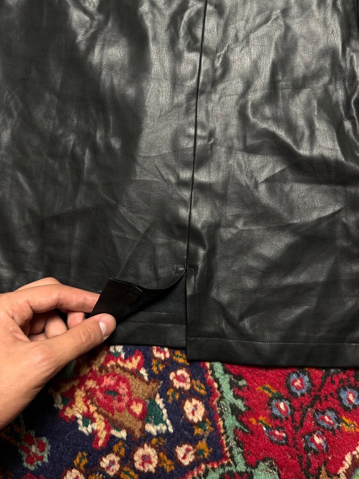 Siyah Deri Midi Mini Etek - Görsel 4