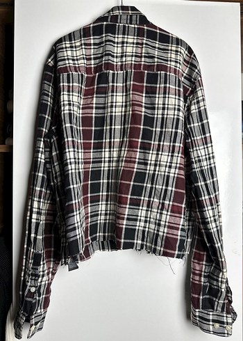 H&M Bordo Ekose Uzun Kollu Kadın Gömlek - Görsel 3