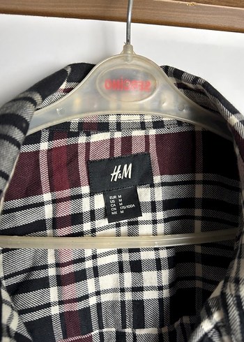 H&M Bordo Ekose Uzun Kollu Kadın Gömlek - Görsel 4