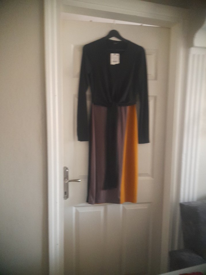 Çok Renkli Drapeli Uzun  elbise - Görsel 3