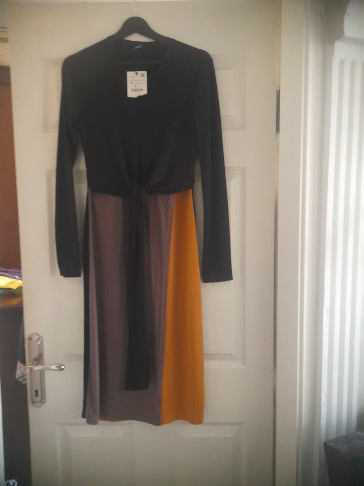 Çok Renkli Drapeli Uzun  elbise - Görsel 2