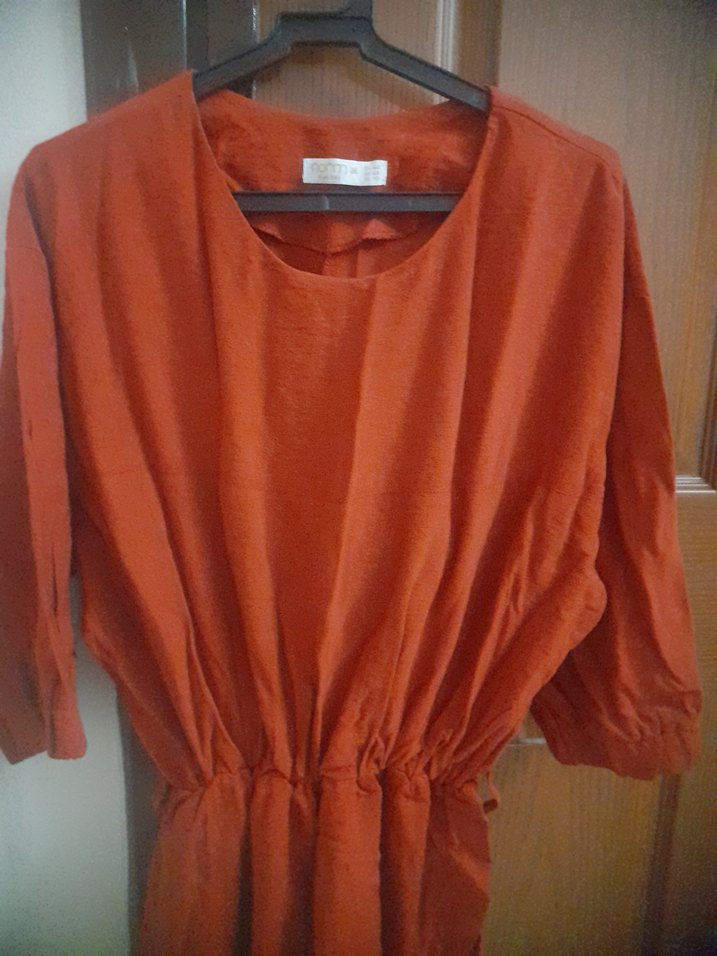 Kısa Kollu Parlak Kırmızı Midi Elbise - Görsel 4