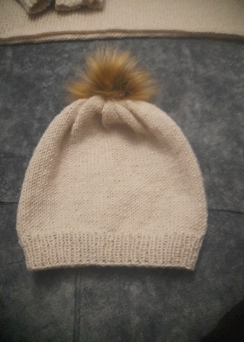 Bej Örgü Bere, Eldiven ve Atkı Seti - Görsel 3