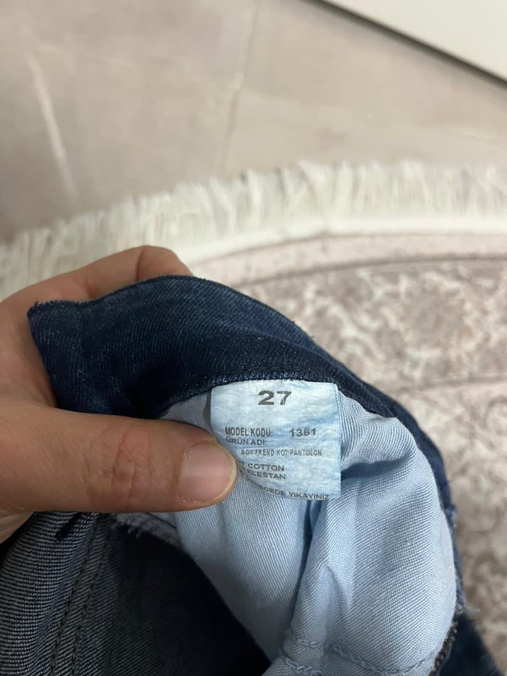 Kadın Lacivert Midi Boy Denim Pantolon - Görsel 3