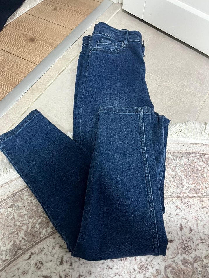 Kadın Lacivert Midi Boy Denim Pantolon - Görsel 2