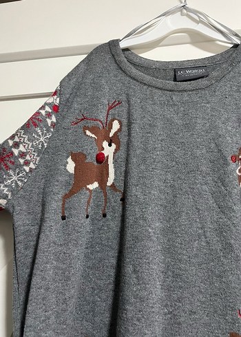 Gri Nakışlı Triko Uzun Kollu cocuk Kazak - Görsel 5